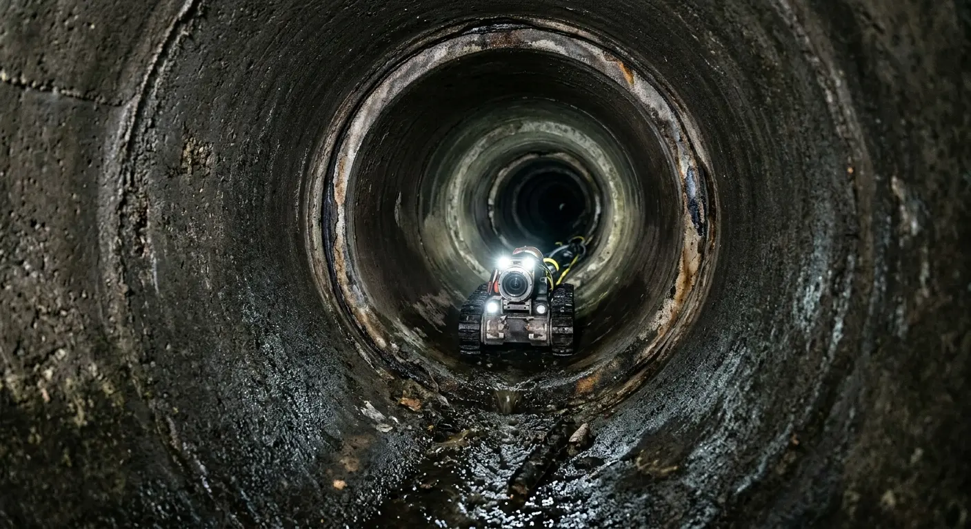 Robotic sewer camera inspecting pipe interior for Drain Snake Service in Destrehan